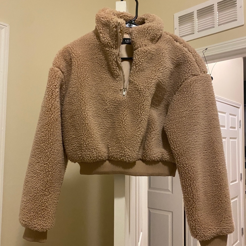 Akira fuzzy cropped quarter zip